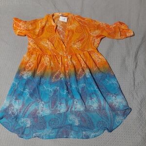 Est 1946 Ombre Orange to Blue Paisley Button-Front Dress